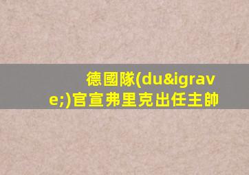 德國隊(duì)官宣弗里克出任主帥